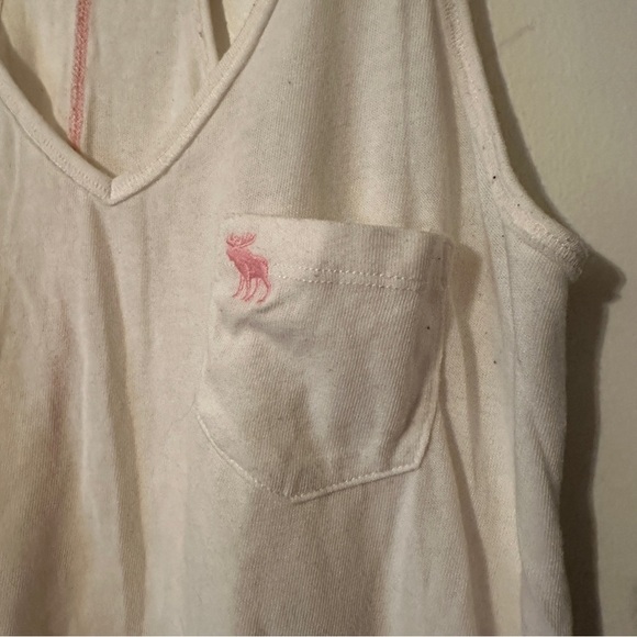 Abercrombie & Fitch white tank Pink Stitching Size M - Picture 4 of 6